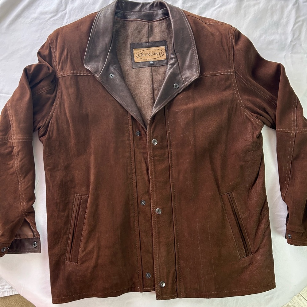 Overland Men's Suede Jacket - Rich Brown